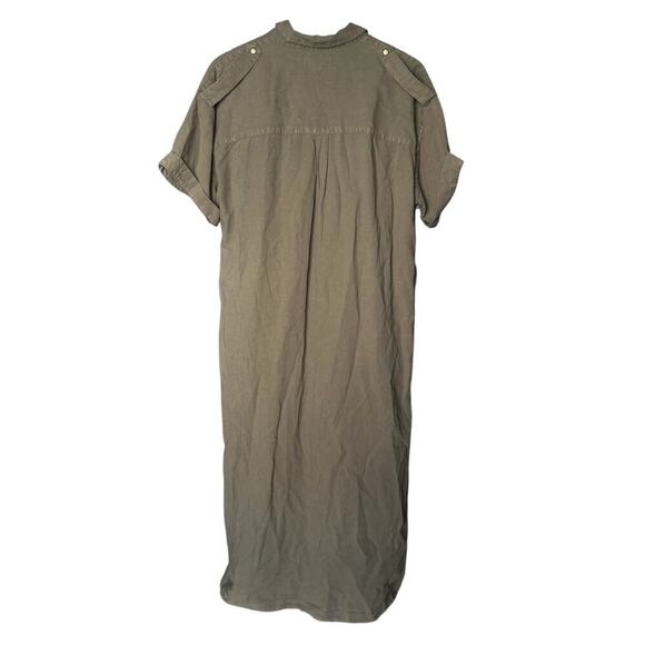 DL1961 Fire Island Utility Relaxed Midi Shift Dress in Teddy Green Size L - Picture 6 of 9